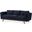 Brooks Navy Blue Fabric Three Seater Sofa With Medium Brown Wooden Legs
