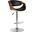 Butterfly Adjustable Height Swivel Black Faux Leather and Walnut Wood Bar Stool with Chrome Base