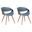 Butterfly Dining Chair Set of 2 In Walnut and Blue