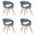 Butterfly Dining Chair Set of 4 In Walnut and Blue