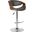 Butterfly Adjustable Height Swivel Gray Faux Leather and Walnut Wood Bar Stool with Chrome Base