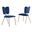Butterfly Winged Side Chairs Set of 4 In Navy Blue Velvet and Gold Chrome Base