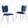 Butterfly Winged Side Chairs Set of 4 In Navy Blue Velvet and Silver Chrome Base