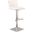 Cafe Adjustable Height Swivel White Faux Leather and Walnut Bar Stool with Brushed Stainless Steel Base