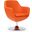Caisson Faux Leather Swivel Accent Chair in Orange and Polished Chrome