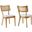 Caledonia Fabric Upholstered Wood Dining Chair Set of 2 In Natural and White