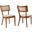 Caledonia Fabric Upholstered Wood Dining Chair Set of 2 In Walnut and Beige