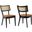 Caledonia Vegan Leather Upholstered Wood Dining Chair Set of 2 In Black and Tan