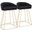 Canary Contemporary Counter Stool In Gold With Black Velvet Fabric - Set Of 2
