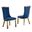 Carolina Upholstered Dining Chairs Set of 2 In Navy Blue Velvet and Gold Stainless Steel