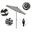 Casa 7.5' Patio Umbrella with Aluminum Pole Ribs Auto Tilt Crank Lift with Sunbrella Fabric In Cabana Classic and Stone Black