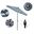 Casa 7.5' Patio Umbrella with Aluminum Pole Ribs Auto Tilt Crank Lift with Sunbrella Fabric In Cabana Regatta and Stone Black