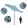 Casa 7.5' Patio Umbrella with Aluminum Pole Ribs Auto Tilt Crank Lift with Sunbrella Fabric In Dolce Oasis and Stone Black