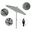 Casa 7.5' Patio Umbrella with Aluminum Pole Ribs Auto Tilt Crank Lift with Sunbrella Fabric In Gateway Mist and Stone Black
