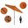 Casa 7.5' Patio Umbrella with Aluminum Pole Ribs Auto Tilt Crank Lift with Sunbrella Fabric In Tangerine and Stone Black