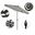Casa 9' Patio Umbrella with Aluminum Pole Ribs Auto Tilt Crank Lift with Sunbrella Fabric In Cabana Classic and Stone Black