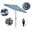 Casa 9' Patio Umbrella with Aluminum Pole Ribs Auto Tilt Crank Lift with Sunbrella Fabric In Cabana Regatta and Bronze