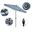 Casa 9' Patio Umbrella with Aluminum Pole Ribs Auto Tilt Crank Lift with Sunbrella Fabric In Cabana Regatta and Stone Black