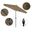 Casa 9' Patio Umbrella with Aluminum Pole Ribs Auto Tilt Crank Lift with Sunbrella Fabric In Linen Sesame and Stone Black