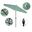 Casa 9' Patio Umbrella with Aluminum Pole Ribs Auto Tilt Crank Lift with Sunbrella Fabric In Seville Seaside and Stone Black