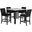 Celeste Espresso 5 Piece Marble 42 Inch Counter Height Dining Set With Black Chairs