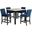 Celeste Espresso 5 Piece Marble 42 Inch Counter Height Dining Set With Blue Chairs