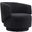 Celestia Boucle Fabric and Wood Swivel Chair In Black