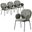Celestial Series Boucle Dining Arm Chair Set of 4 In Black Frame with Green Fabric