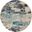 Celestial Ivory and Teal Blue 5'3" x 5'3" Round Area Rug