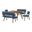 Channell 5 Piece Wood Dining Table Set with Benches In Blue