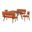 Channell 5 Piece Wood Dining Table Set with Benches In Orange