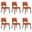 Channell Dining Chair Set of 6 In Walnut and Orange