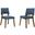 Channell Upholstered Wood Dining Chair Set of 2 In Blue