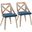Charlotte Chair Set of 2 In Washed White/Brown and Blue