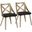 Charlotte Chair Set of 2 In Washed White/Rustic Brown and Black