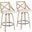 Charlotte Farmhouse Counter Stool In White Washed Wood And Cream Fabric - Set Of 2