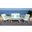Chaston Grey Wash, White and Light Blue 5-Piece Outdoor Living Set with Accent Pillows