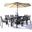 Chelsea 87 Inch Outdoor Dining Table with 8 Chairs and Cushions In Charcoal Black