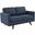 Chester Leather Loveseat In Navy Blue
