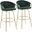 Claire 30 Inch Fixed Height Bar Stool Set of 2 In Gold and Green