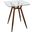 Clara Mid-Century Modern Square Counter Table With Walnut Metal Legs And Clear Glass Top