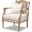 Clemence French Provincial Ivory Fabric Upholstered Whitewashed Wood Armchair