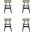 Colbert Dining Chair In Black And Cane With Grey Upholstered Seating Set of 4