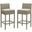Conduit Bar Stool Outdoor Patio Wicker Rattan Set of 2 In Light Gray Beige