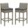 Conduit Bar Stool Outdoor Patio Wicker Rattan Set of 2 In Light Gray Charcoal