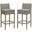 Conduit Bar Stool Outdoor Patio Wicker Rattan Set of 2 In Light Gray