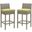 Conduit Bar Stool Outdoor Patio Wicker Rattan Set of 2 In Light Gray Peridot