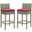 Conduit Bar Stool Outdoor Patio Wicker Rattan Set of 2 In Light Gray Red