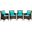 Conduit Outdoor Patio Wicker Rattan Dining Armchair Set of 4 In Brown Turquoise