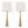 Cone Travertine 27 Inch Table Lamp Set of 2 In Travertine and White